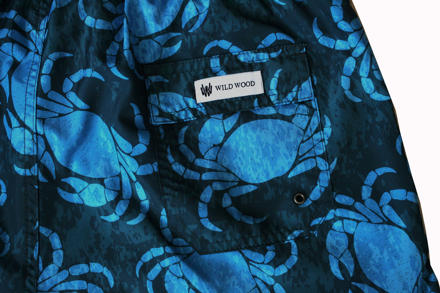 Wild Wood "Deep Blue Crab" Yengeç Desenli Hızlı Kuruyan Erkek Deniz Şortu
