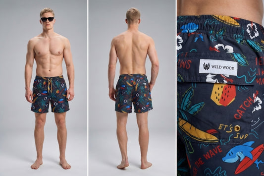 Wild Wood Summer Surf Desenli Hızlı Kuruyan Erkek Deniz Şortu