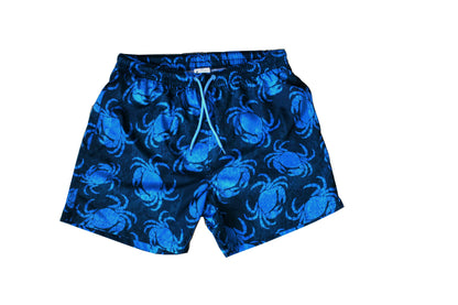 Wild Wood "Deep Blue Crab" Yengeç Desenli Hızlı Kuruyan Erkek Deniz Şortu
