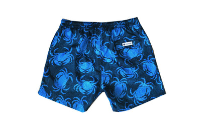 Wild Wood "Deep Blue Crab" Yengeç Desenli Hızlı Kuruyan Erkek Deniz Şortu