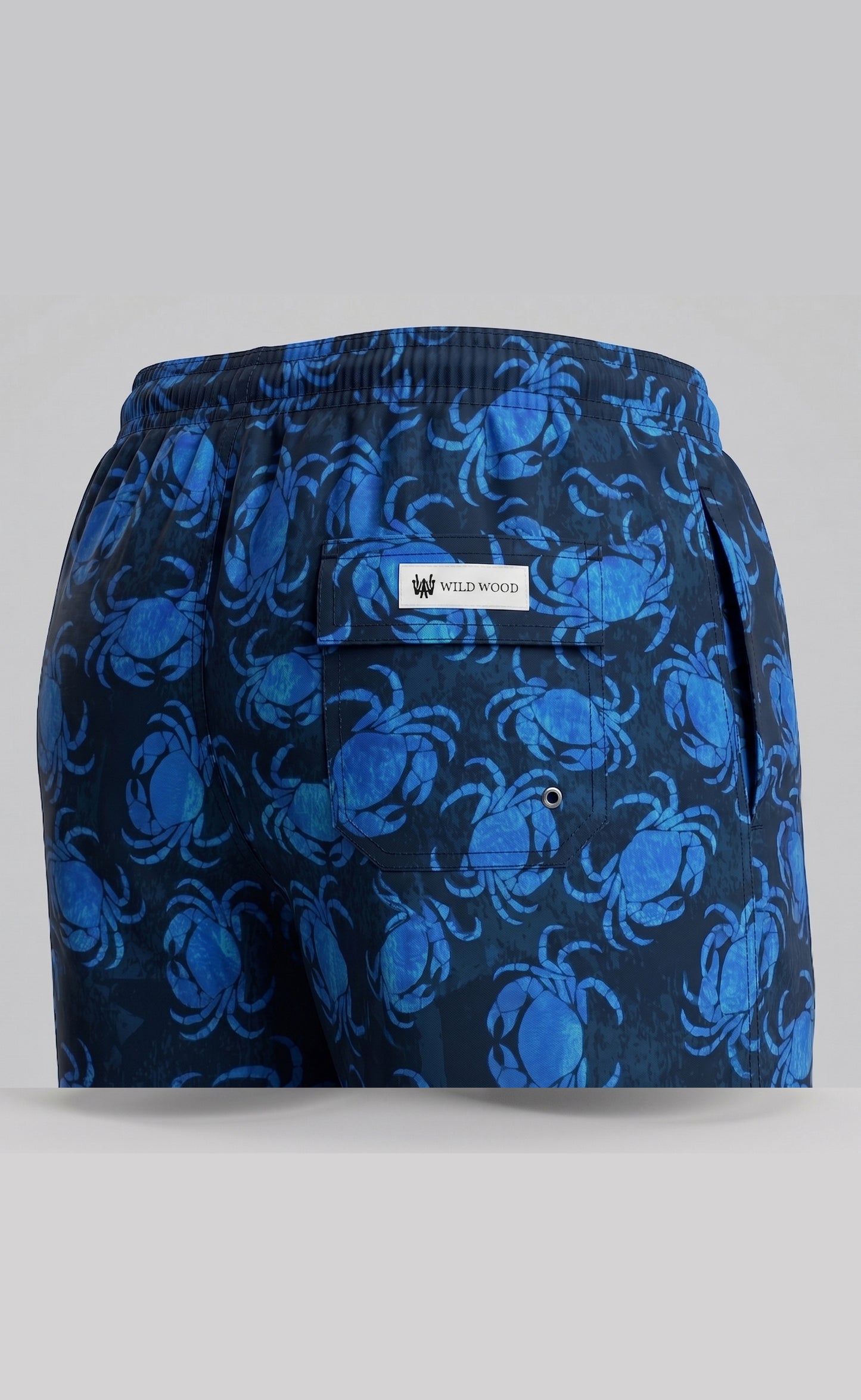 Wild Wood "Deep Blue Crab" Yengeç Desenli Hızlı Kuruyan Erkek Deniz Şortu