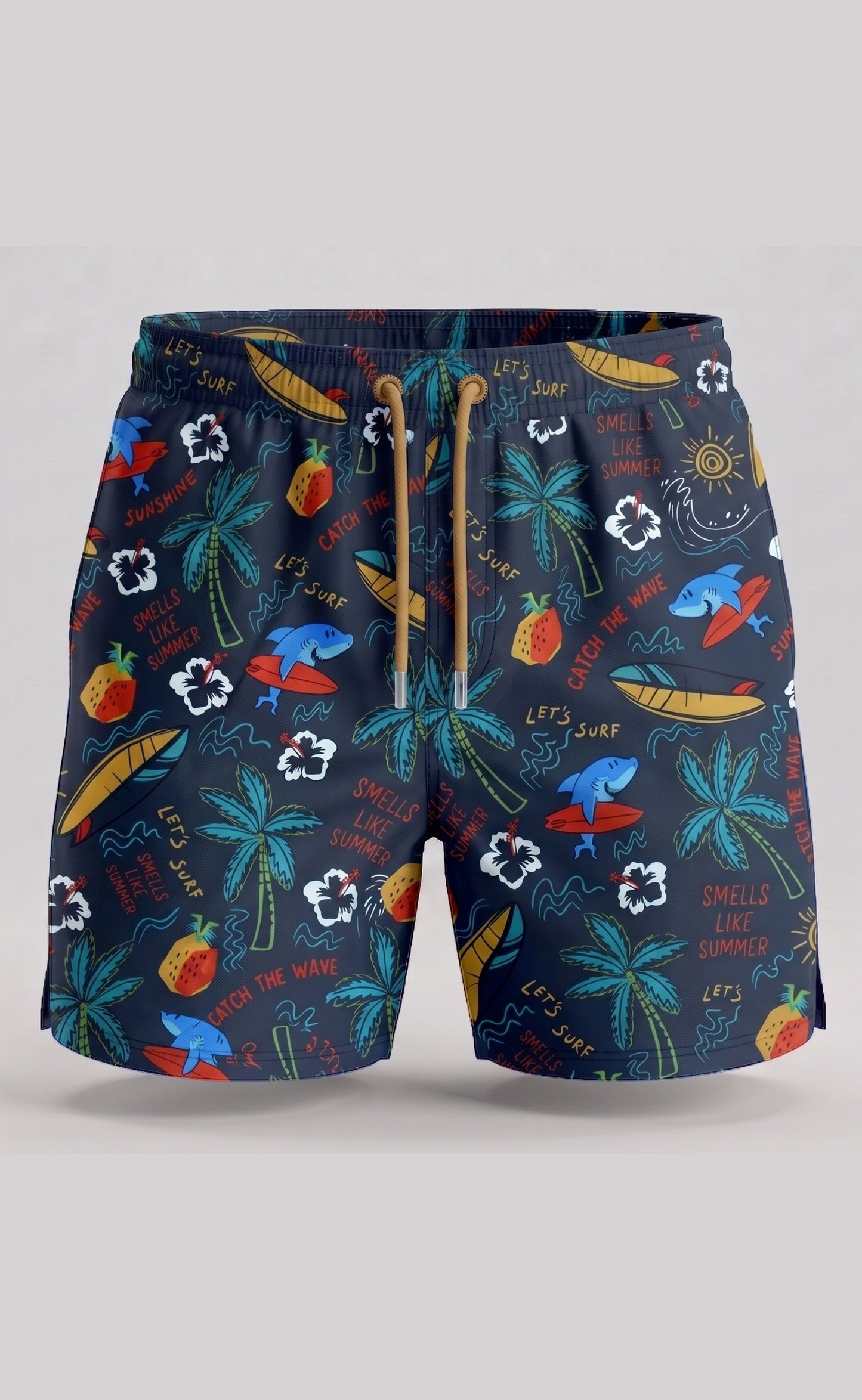 Wild Wood Summer Surf Desenli Hızlı Kuruyan Erkek Deniz Şortu